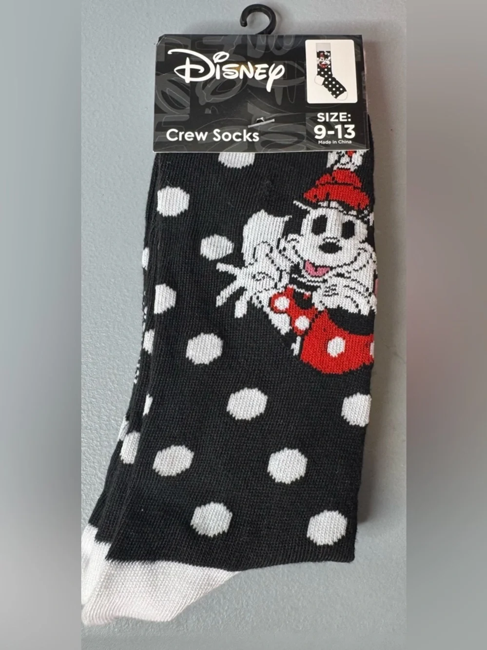 Disney Minnie and Mickey Mouse polka dot Crew Socks Red Accents vintage style